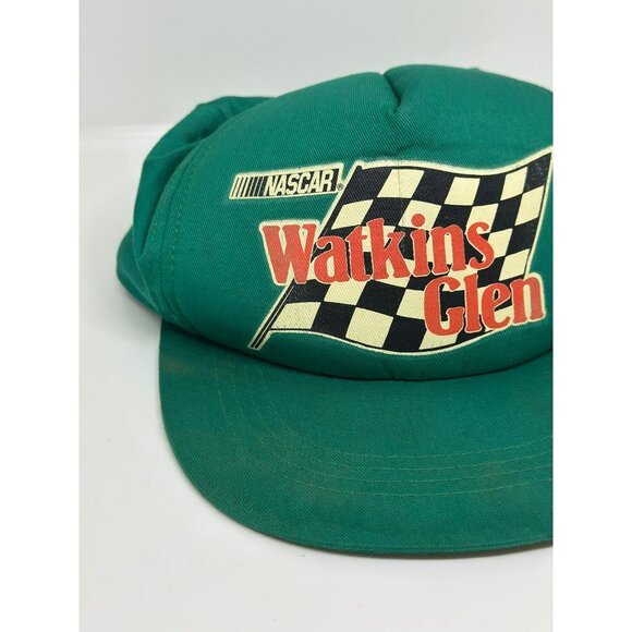 VTG NASCAR Watkins Glen Green Snapback Hat SZ Boys Adjustable RETRO 80s 90s - Picture 3 of 8